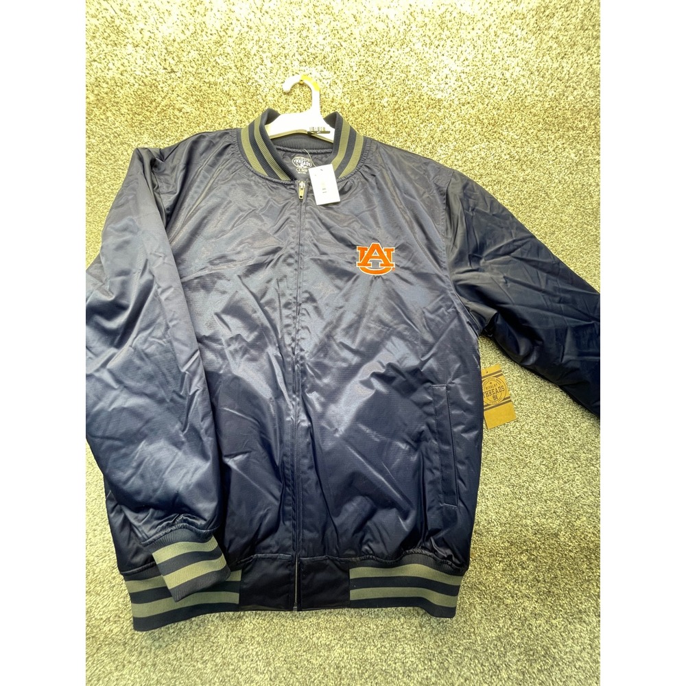 Rivalry Threads Bomber Jacket Mens S Navy NEW Auburn Tigers Full Zip Satin